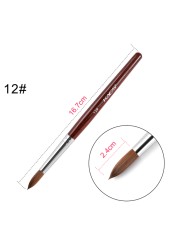 KADS Acrylic Nail Brush Curly Kolinsky Sable UV Nail Art Gel Extension Brush Manicure Flat Round Brush Red Wood Nail Brush