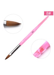 KADS Acrylic Nail Brush Curly Kolinsky Sable UV Nail Art Gel Extension Brush Manicure Flat Round Brush Red Wood Nail Brush