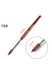 KADS Acrylic Nail Brush Curly Kolinsky Sable UV Nail Art Gel Extension Brush Manicure Flat Round Brush Red Wood Nail Brush