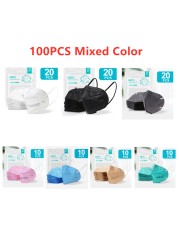 5-200pcs KN95 Mask 5 Layers Filter CE FFP2 Mascarillas ffp2masken Mouth Protective Reusable Face Masks Respirator Mask