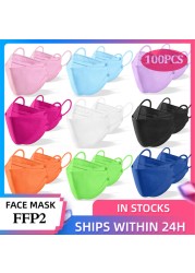 20-100pcs KN95 Children Masks FPP2 Korean Fish Black kf94 N95 Disposable Mouth Mask Kids Boy ffp2mascarilla fpp2 homology ada