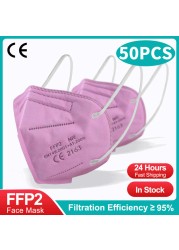 CE FFP2 Mascarillas Negras 5 طبقات يمكن التخلص منها KN95 قناع الوجه وافق FPP2 أقنعة الحماية N95 ffp 2 الكبار ffp2قناع kn95fan