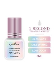 NATUHANA 5ml 1sec Fast Drying Strong False Eye Lash Extension Glue Adhesive Retention 5-7 Weeks Low Smell Mink Eyelash Glue