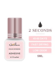 NATUHANA 5ml 1sec Fast Drying Strong False Eye Lash Extension Glue Adhesive Retention 5-7 Weeks Low Smell Mink Eyelash Glue