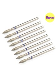 8pcs Diamond Milling Cutter for Manicure Set Nail Drill Bits Accessories Nozzles for Manicure Cutters Pedicure Sanding Nail File