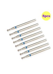 8pcs Diamond Milling Cutter for Manicure Set Nail Drill Bits Accessories Nozzles for Manicure Cutters Pedicure Sanding Nail File