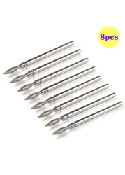 8pcs Diamond Milling Cutter for Manicure Set Nail Drill Bits Accessories Nozzles for Manicure Cutters Pedicure Sanding Nail File