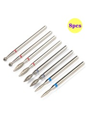 8pcs Diamond Milling Cutter for Manicure Set Nail Drill Bits Accessories Nozzles for Manicure Cutters Pedicure Sanding Nail File