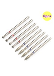 8pcs Diamond Milling Cutter for Manicure Set Nail Drill Bits Accessories Nozzles for Manicure Cutters Pedicure Sanding Nail File