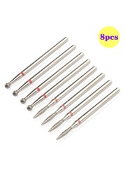 8pcs Diamond Milling Cutter for Manicure Set Nail Drill Bits Accessories Nozzles for Manicure Cutters Pedicure Sanding Nail File