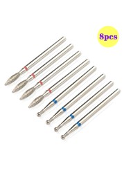 8pcs Diamond Milling Cutter for Manicure Set Nail Drill Bits Accessories Nozzles for Manicure Cutters Pedicure Sanding Nail File