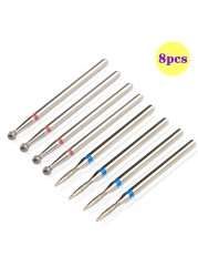 8pcs Diamond Milling Cutter for Manicure Set Nail Drill Bits Accessories Nozzles for Manicure Cutters Pedicure Sanding Nail File