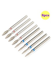 8pcs Diamond Milling Cutter for Manicure Set Nail Drill Bits Accessories Nozzles for Manicure Cutters Pedicure Sanding Nail File