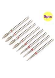 8pcs Diamond Milling Cutter for Manicure Set Nail Drill Bits Accessories Nozzles for Manicure Cutters Pedicure Sanding Nail File