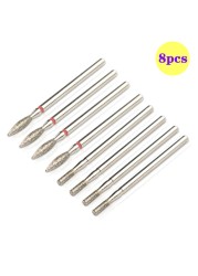 8pcs Diamond Milling Cutter for Manicure Set Nail Drill Bits Accessories Nozzles for Manicure Cutters Pedicure Sanding Nail File