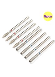 8pcs Diamond Milling Cutter for Manicure Set Nail Drill Bits Accessories Nozzles for Manicure Cutters Pedicure Sanding Nail File