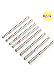 8pcs Diamond Milling Cutter for Manicure Set Nail Drill Bits Accessories Nozzles for Manicure Cutters Pedicure Sanding Nail File