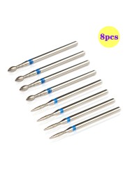 8pcs Diamond Milling Cutter for Manicure Set Nail Drill Bits Accessories Nozzles for Manicure Cutters Pedicure Sanding Nail File