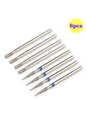 8pcs Diamond Milling Cutter for Manicure Set Nail Drill Bits Accessories Nozzles for Manicure Cutters Pedicure Sanding Nail File