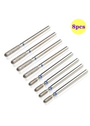 8pcs Diamond Milling Cutter for Manicure Set Nail Drill Bits Accessories Nozzles for Manicure Cutters Pedicure Sanding Nail File