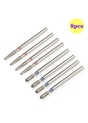 8pcs Diamond Milling Cutter for Manicure Set Nail Drill Bits Accessories Nozzles for Manicure Cutters Pedicure Sanding Nail File