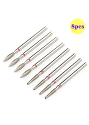 8pcs Diamond Milling Cutter for Manicure Set Nail Drill Bits Accessories Nozzles for Manicure Cutters Pedicure Sanding Nail File