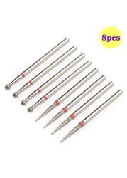 8pcs Diamond Milling Cutter for Manicure Set Nail Drill Bits Accessories Nozzles for Manicure Cutters Pedicure Sanding Nail File