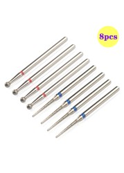 8pcs Diamond Milling Cutter for Manicure Set Nail Drill Bits Accessories Nozzles for Manicure Cutters Pedicure Sanding Nail File