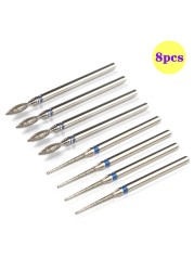 8pcs Diamond Milling Cutter for Manicure Set Nail Drill Bits Accessories Nozzles for Manicure Cutters Pedicure Sanding Nail File