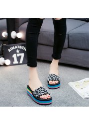 2022 summer ladies sandals slippers thick sole bathroom slippers wedge beach flip flops high heels beach slippers