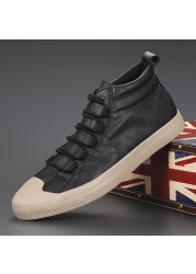 Men's vulcanized PU leather shoes, new Korean version, simple and fashionable, with lace, high quality, casual, 2020