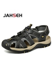 Summer New Outdoor Genuine Leather Men's Casual Sandals High Quality Brand Beach Shoes Fashion Water Shoes Walking Footwear