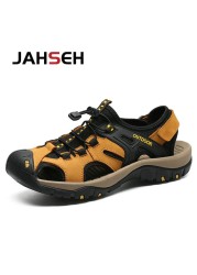 Summer New Outdoor Genuine Leather Men's Casual Sandals High Quality Brand Beach Shoes Fashion Water Shoes Walking Footwear