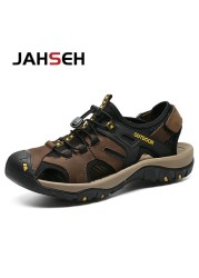 Summer New Outdoor Genuine Leather Men's Casual Sandals High Quality Brand Beach Shoes Fashion Water Shoes Walking Footwear