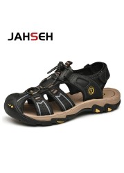 Summer New Outdoor Genuine Leather Men's Casual Sandals High Quality Brand Beach Shoes Fashion Water Shoes Walking Footwear