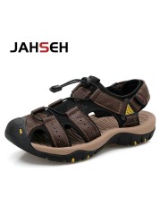 Summer New Outdoor Genuine Leather Men's Casual Sandals High Quality Brand Beach Shoes Fashion Water Shoes Walking Footwear