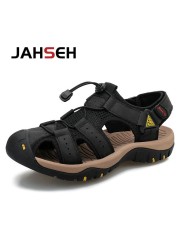 Summer New Outdoor Genuine Leather Men's Casual Sandals High Quality Brand Beach Shoes Fashion Water Shoes Walking Footwear