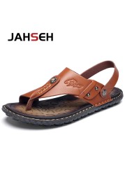 New Arrival Leather Men Sandals Summer Slip On Leisure Beach Shoes Fashion Outdoor Men Sandals High Quality Slippers Size 47