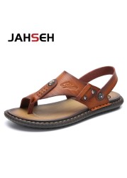 New Arrival Leather Men Sandals Summer Slip On Leisure Beach Shoes Fashion Outdoor Men Sandals High Quality Slippers Size 47