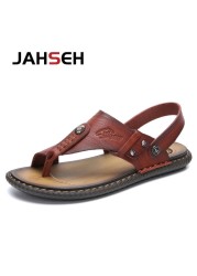 New Arrival Leather Men Sandals Summer Slip On Leisure Beach Shoes Fashion Outdoor Men Sandals High Quality Slippers Size 47