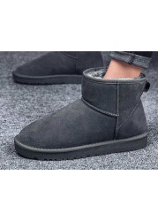 2022 new genuine leather fur snow boots women high quality australia winter boots for man plus size 35-46 warm botas boots