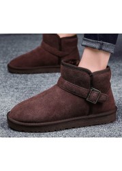 2022 new genuine leather fur snow boots women high quality australia winter boots for man plus size 35-46 warm botas boots