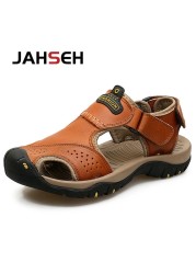 2022 New Genuine Leather Summer Casual Sandals Outdoor Walking Shoes Water Shoes Plus Size Beach Shoes Fashion Soft Slippers