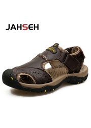 2022 New Genuine Leather Summer Casual Sandals Outdoor Walking Shoes Water Shoes Plus Size Beach Shoes Fashion Soft Slippers