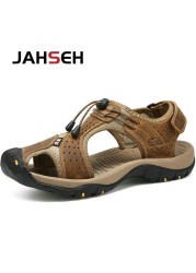 2022 New Genuine Leather Summer Casual Sandals Outdoor Walking Shoes Water Shoes Plus Size Beach Shoes Fashion Soft Slippers