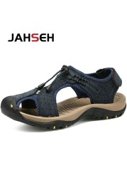 2022 New Genuine Leather Summer Casual Sandals Outdoor Walking Shoes Water Shoes Plus Size Beach Shoes Fashion Soft Slippers