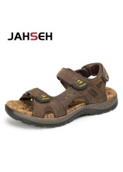 Hot Sale New Fashion Summer Leisure Beach Men Shoes High Quality Genuine Leather Sandals Big Yards Men Sandals Size 38-48