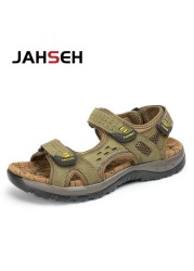 Hot Sale New Fashion Summer Leisure Beach Men Shoes High Quality Genuine Leather Sandals Big Yards Men Sandals Size 38-48