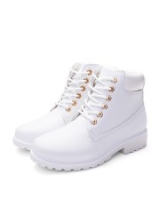 Women Ankle Boots 2021 New Brand Snow Boots Fashion Winter Warm Solid Women Boots Square Heel Woman Shoes Plus Size 36-41