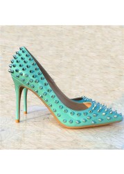 Spring New Sexy Rivet Pointed Toe Stiletto High Heel Work Shoes Party Dress All-match Fashion Large Size Women's Shoes